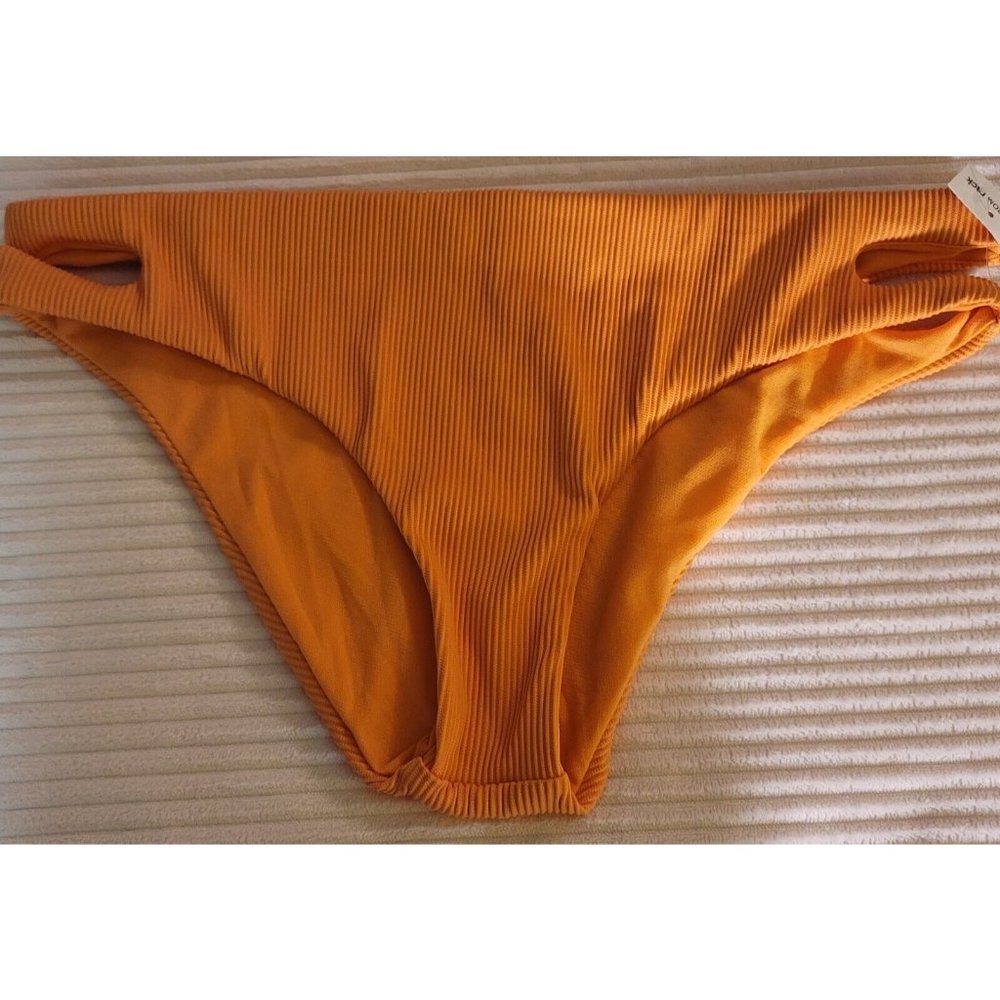 NWT GB Gianni Bini Orange XL Bikini Bottom Bathing Suit With Hip Cut Outs